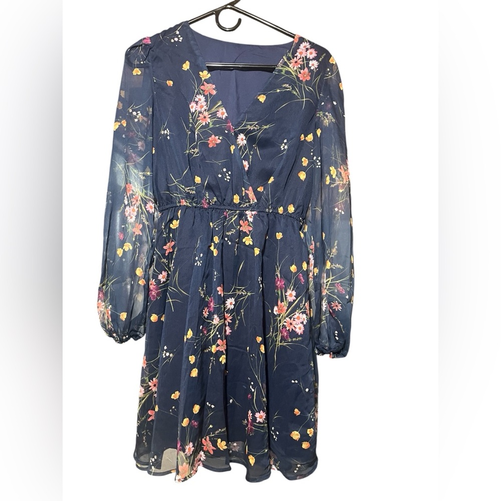 Cupshe Floral Sheer Long Sleeve Dress